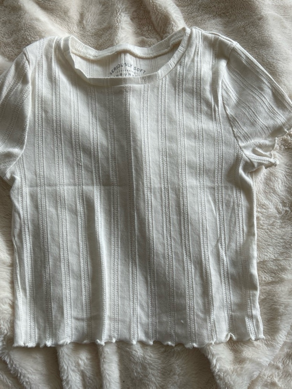 Aeropostale White Ribbed Short Sleeve Tee
